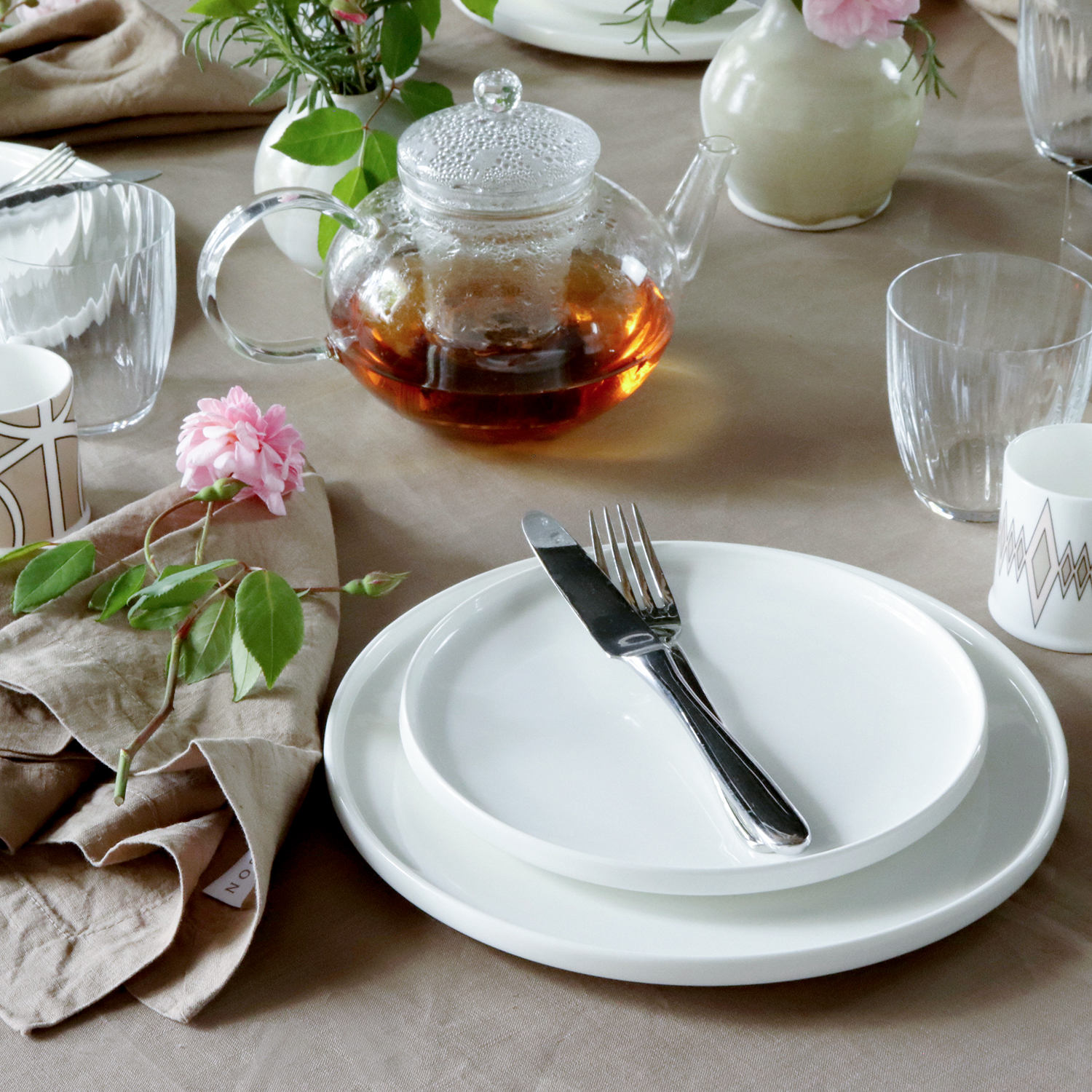 Coffee Brown Square Linen Tablecloth