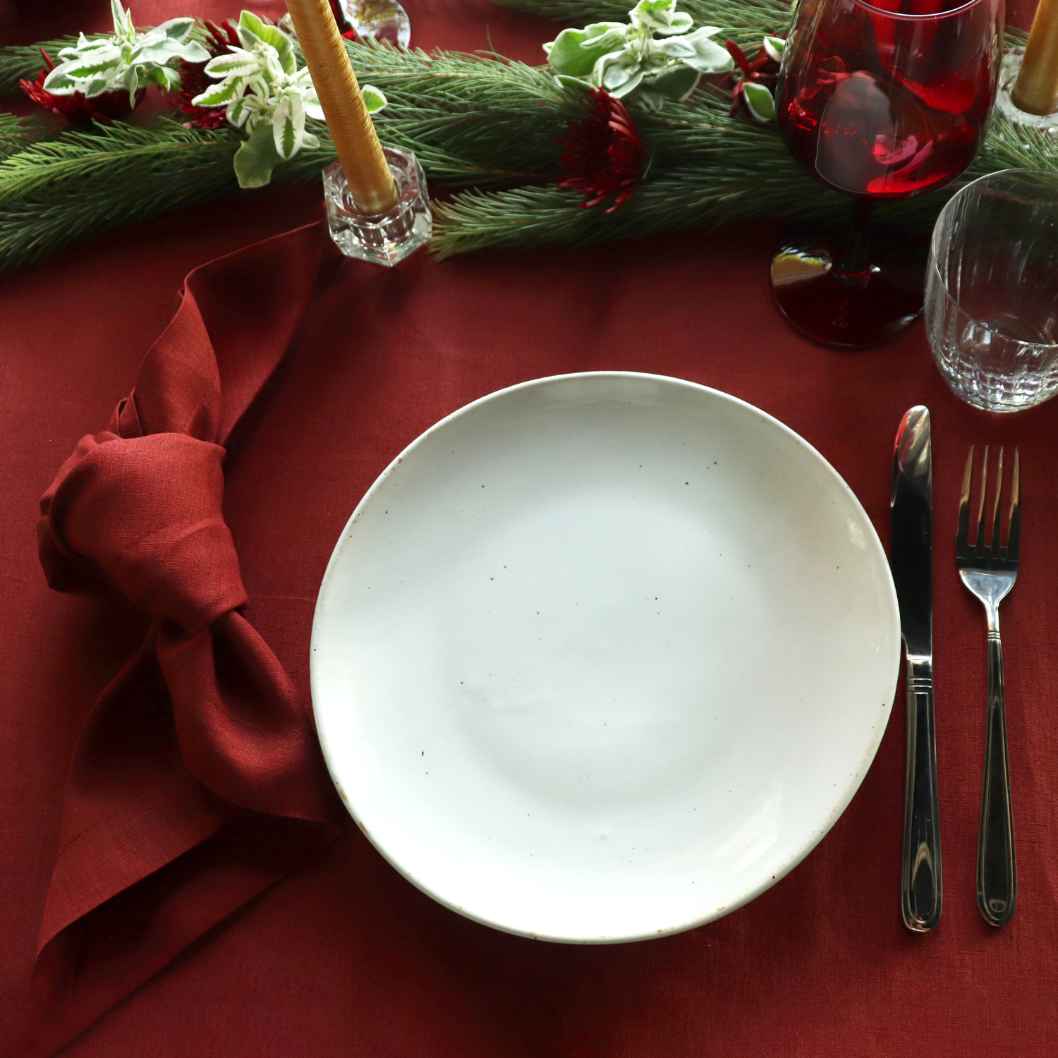 Burgundy Red Rectangular Linen Tablecloth