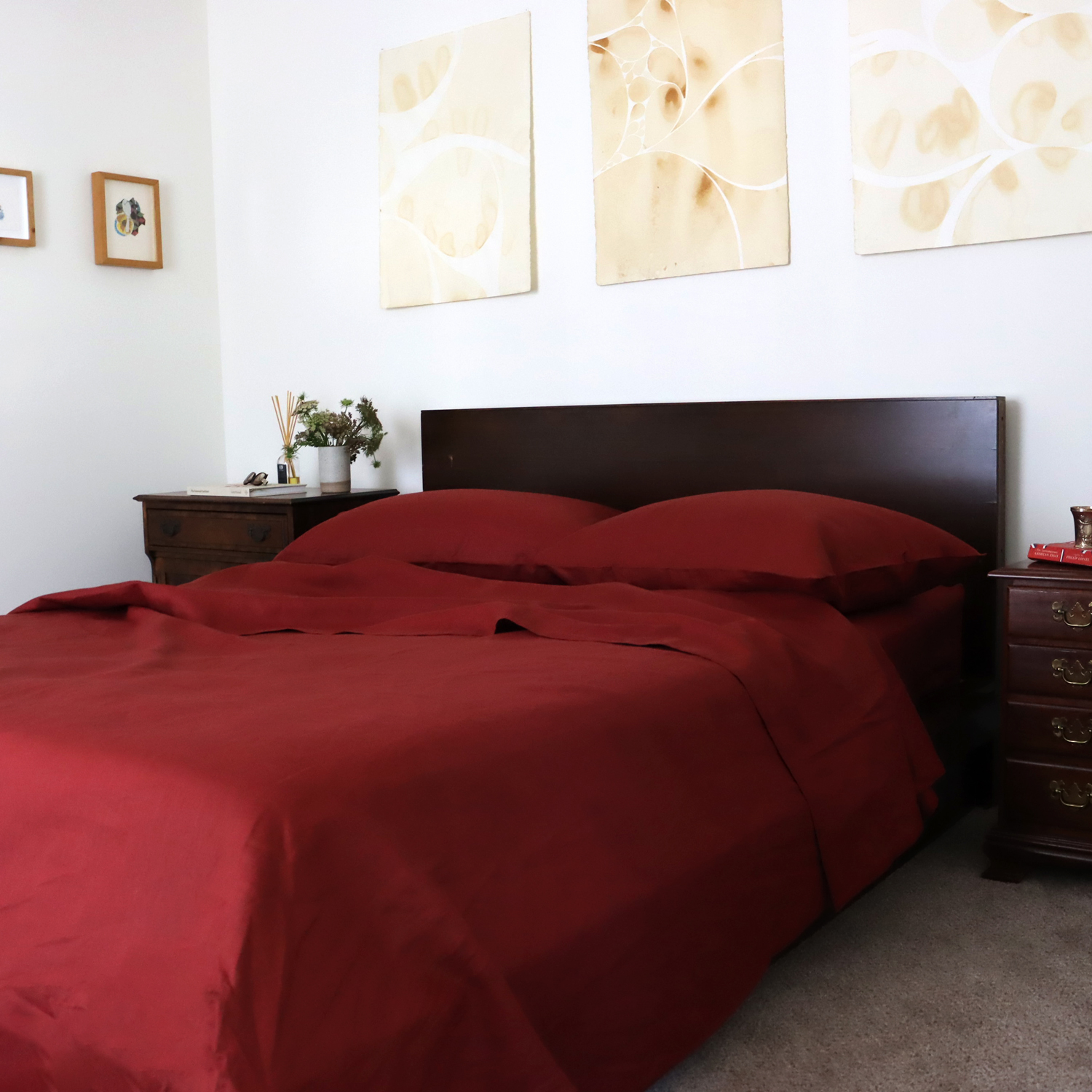 Burgundy Linen Fitted Sheet 