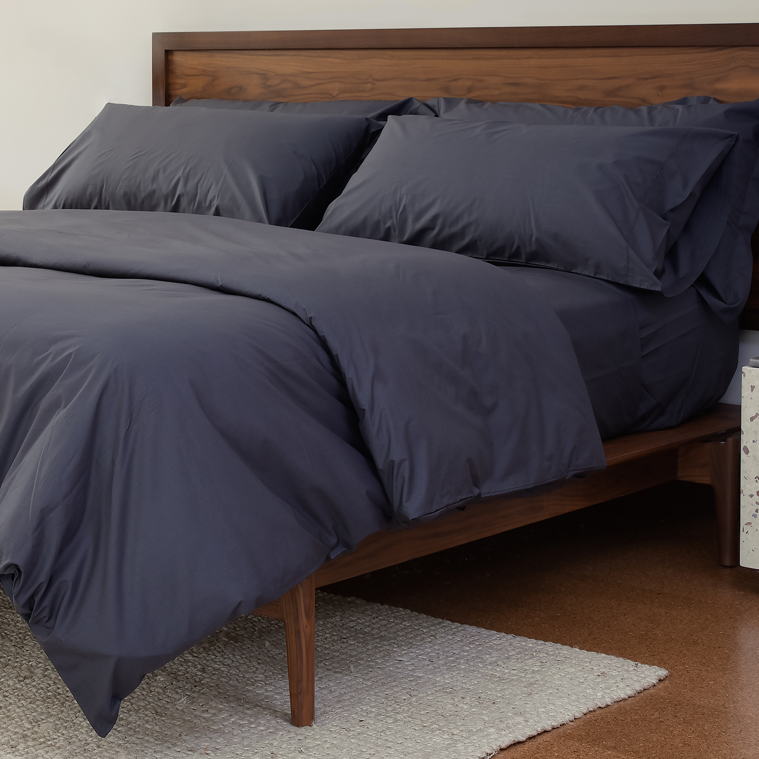 Charcoal 500TC Cotton Percale Sham (Pair) with Hemstitch