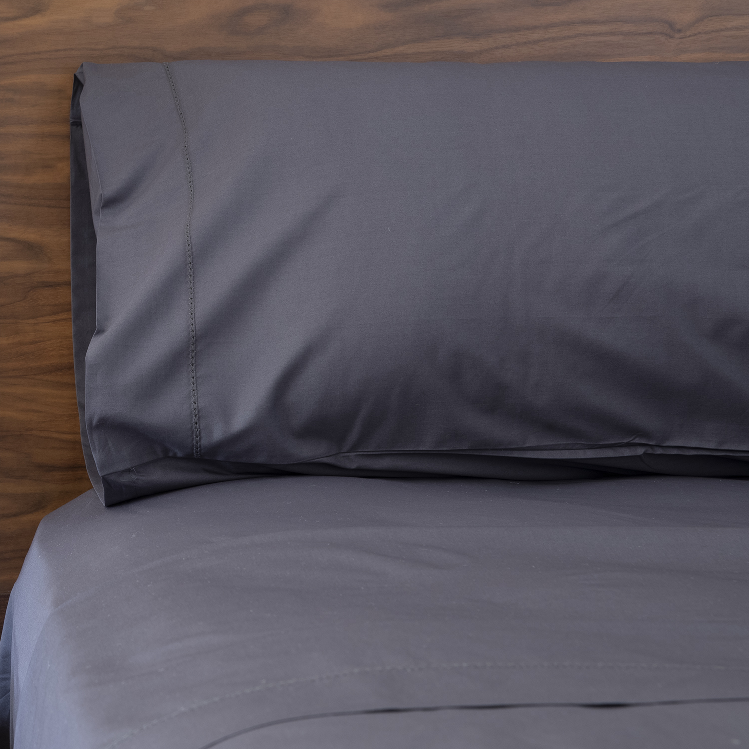 Charcoal Grey Cotton Percale Fitted Sheet