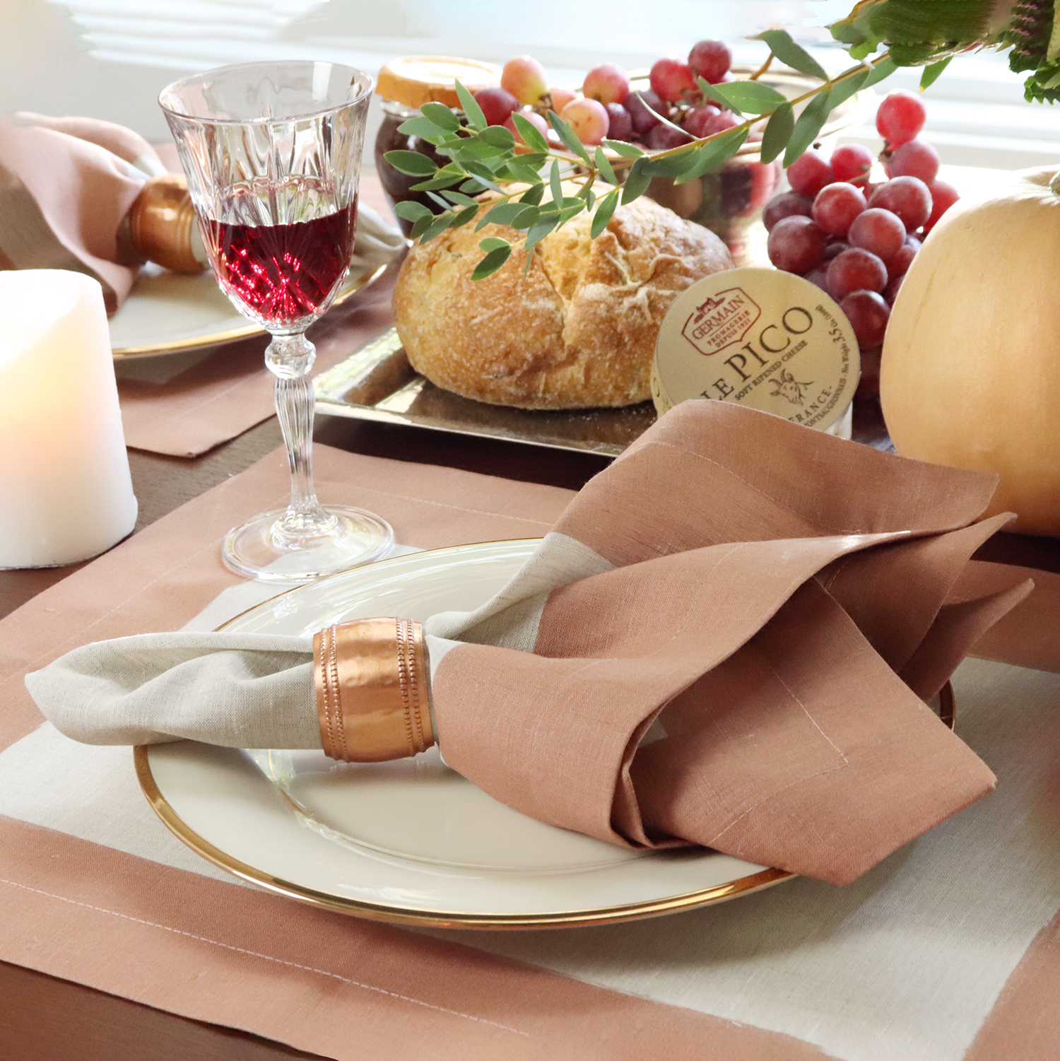 Cinta Terracotta Border Linen Placemat