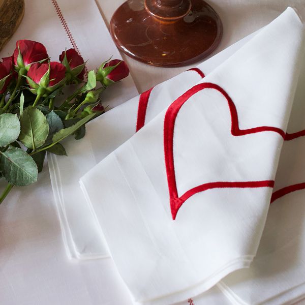 All Cotton and Linen Cloth Napkins Set of 4, White Napkins, Dinner Napkins Cloth, Embroidered Napkins, Cotton Cloth Napkins, Red Dinner Napkins, White