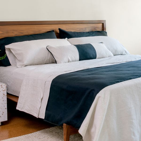 Natural Linen Bed Throw Blanket