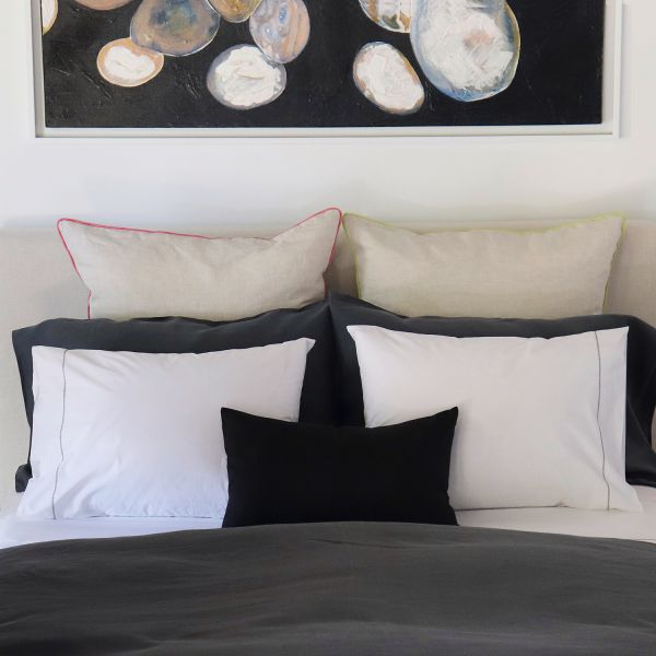 Black Pure Linen Decorative throw Pillow Cushion Luxury Home
