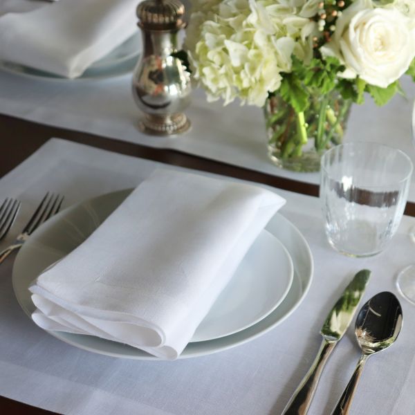 Classic White Linen Napkin - Top Quality Italian Made in US