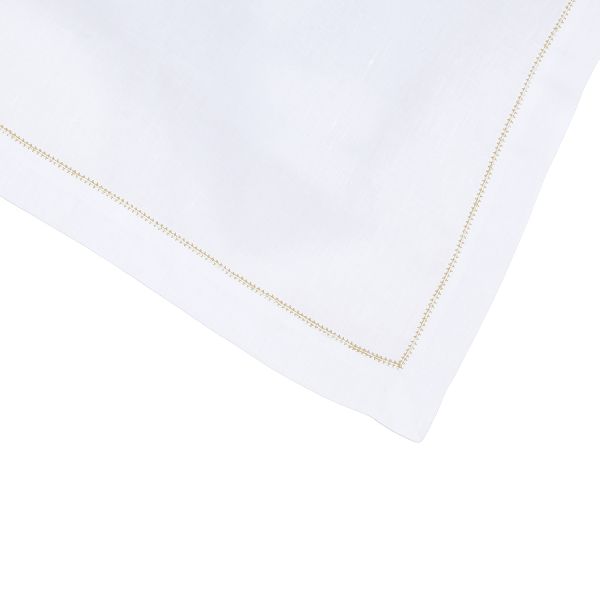 Visions 18 x 15 1/2 Pre-Rolled Linen-Feel White Napkin and Hammersmith  Heavy Weight