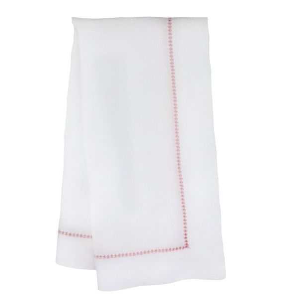 White linen napkins made in the USA with pink stitching. – celina mancurti