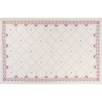 Natural linen tablecloth with red moroccan print holiday