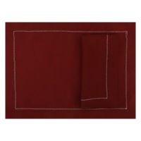 Burgundy red hemstitched linen placemat placesetting