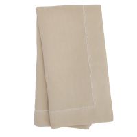 Camel gold linen napkin with white hemstitch