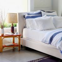 Huddleson bleu and white linen euro sham. White Italian linen with blue stripes in navy, royal and sky