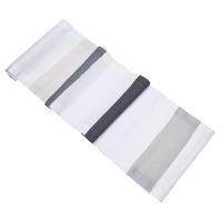 white linen table runner charcoal grey cream stripes