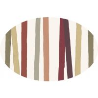 Multicolor striped linen tablecloth oval