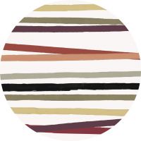 Round multicolor striped linen tablecloth