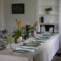 Dark Natural Rectangular Linen Tablecloth