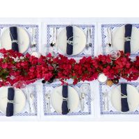 Anfa Blue and White Linen Placemat