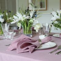Heather Lilac Linen Napkin with White Contrast Hemstitch