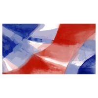 Red, white and blue abstract printed linen tablecloth