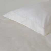 Luxury cotton percale hemstitched Ivory pillow sham
