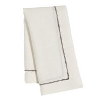 Huddleson Ivory Linen Napkin with Chocolate Brown Contrast Hemstitch