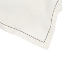 Ivory Cocktail Napkin with Chocolate Brown Contrast Hemstitch