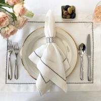Ivory Placemat with Chocolate Contrast Hemstitch