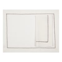 Huddleson Ivory Placemat with Chocolate Contrast Hemstitch