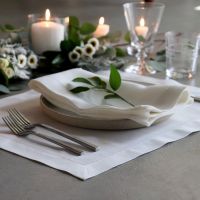 Ivory Linen Placemat with Hemstitch