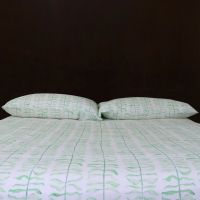 Leaf Green Linen Sheet Set 