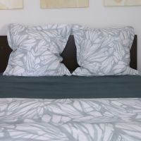 white linen pillow sham aqua turquoise print