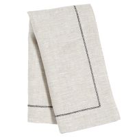 Huddleson Natural Linen Napkin with Charcoal Contrast Hemstitch