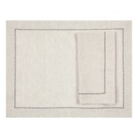 Natural Linen Placemat with Charcoal Contrast Hemstitch