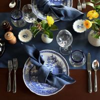 Navy Blue Linen Table Runner