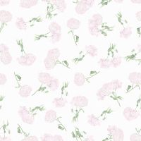 Peony Floral Pink White Green Square Linen Tablecloth