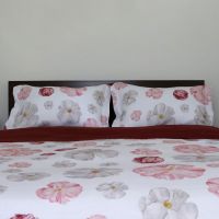 Poppy print floral linen pillow shams