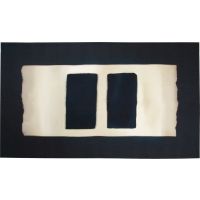 Rothko blue black navy cream artistic rectangular linen tablecloth