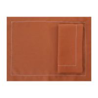 Huddleson Sienna Orange rust fall linen hemstitched placemat