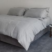 Huddleson Silver grey pure Italian linen vintage washed duvet cover