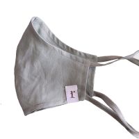 Huddleson pure linen face mask with linen ties in a fresh, contemporary Silver Grey