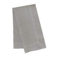 Huddleson Silver Grey Linen Napkins with White Contrast Hemstitch