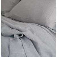 Silver grey pure linen vintage washed pillowcase