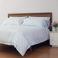 Sky Blue 500TC Cotton Percale Duvet Cover with Hemstitch