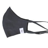 Huddleson pure linen face mask with linen ties in a rich, saturated Slate Charcoal Grey
