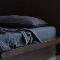 Slate Charcoal Grey Linen Fitted Sheet