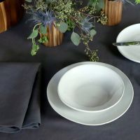 Slate Grey Oval Linen Tablecloth