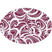 Huddleson dark berry red and white swirl printed Italian linen oval tablecloth