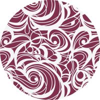 Huddleson dark berry red and white swirl printed Italian round linen tablecloth