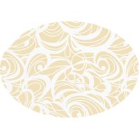 Huddleson gold and white swirl printed Italian ovak linen tablecloth