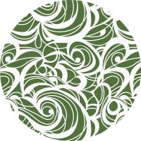 Grass green and white swirl printed Italian linen round tablecloth